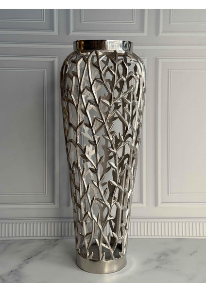 Arbol Eskitme Gümüş Delikli Vazo-72 cm
