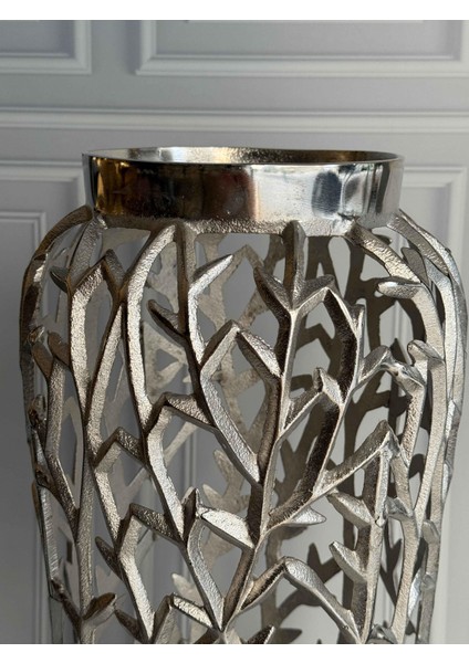 Arbol Eskitme Gümüş Delikli Vazo-72 cm modelleri