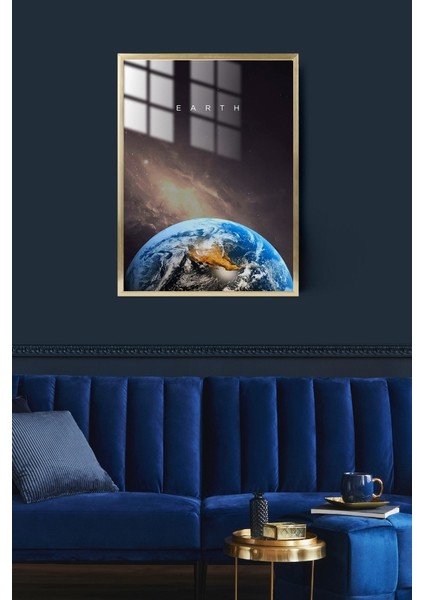 Dünya Gezegen Çerçeveli Metal Poster Tablo