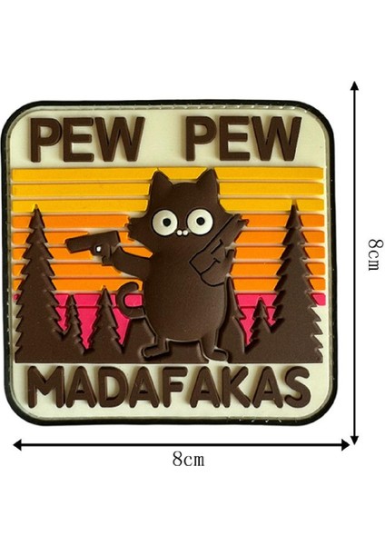 Da 3D Pvc Patch Pew Pew Cat Madafakas - Siyah DA-NAS-138