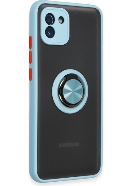 Samsung Galaxy A03 Kılıf Montreal Yüzüklü Silikon Kapak - Buz Mavi fiyatları