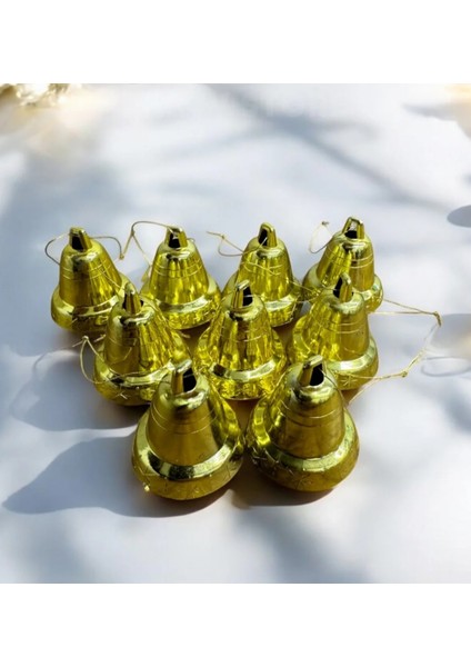 Yılbaşı Çam Ağacı Çan Süs Gold Ipli 9'lu 3 cm Yeni Yıl Ağaç Süsü Gold Altın Sarısı Renk Zil Parlak modelleri
