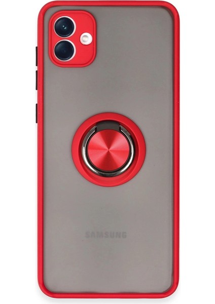 Samsung Galaxy A04 Kılıf Montreal Yüzüklü Silikon Kapak - Kırmızı