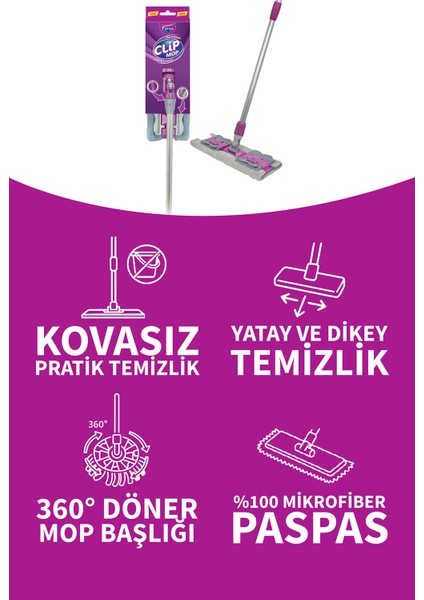 Clip Mop Paspas Temizlik Seti Mandallı