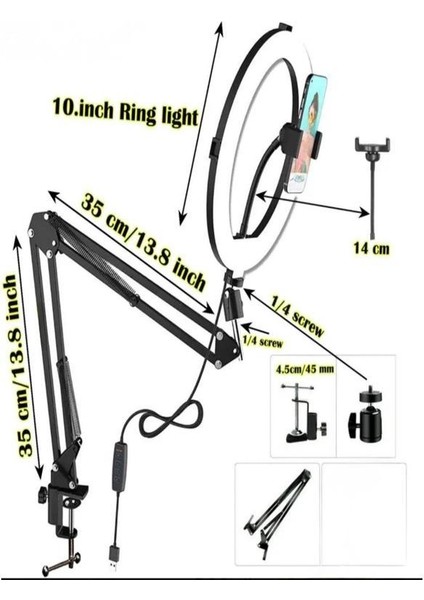 10 Inç 26 cm Ring Light Esnek Masaüstü Mengeneli Tiktoker Ring Light LED Selfie Yayın Işığı fırsatları