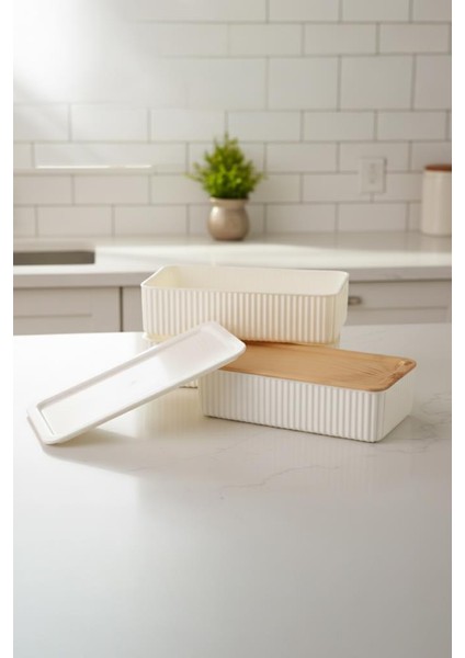 Valverdi - 3'lü 7 Parça Beslenme Kabı Saklama Kabı Bambu Görünüm indirimleri