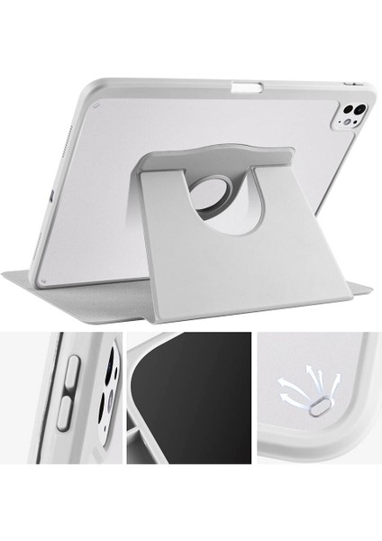 iPad Pro 13 2025 M5 Kılıf Mkst Termik Kalem Bölmeli Dönebilen Standlı Kılıf - Lacivert indirimleri