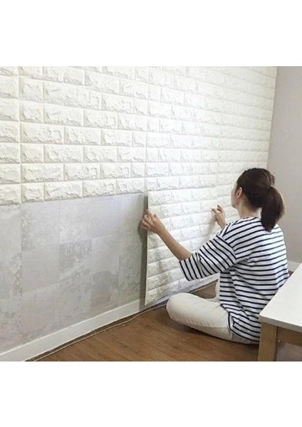 - 3D Tuğla Desenli Kendinden Yapışkanlı Duvar Paneli 58X38 cm