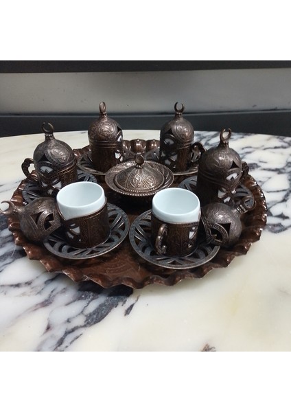 6 Kişilik Osmanlı Eskitme Kahve Fincan Takımı ve Lokumluk fiyatları