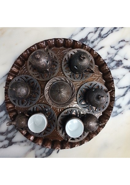 6 Kişilik Osmanlı Eskitme Kahve Fincan Takımı ve Lokumluk modelleri