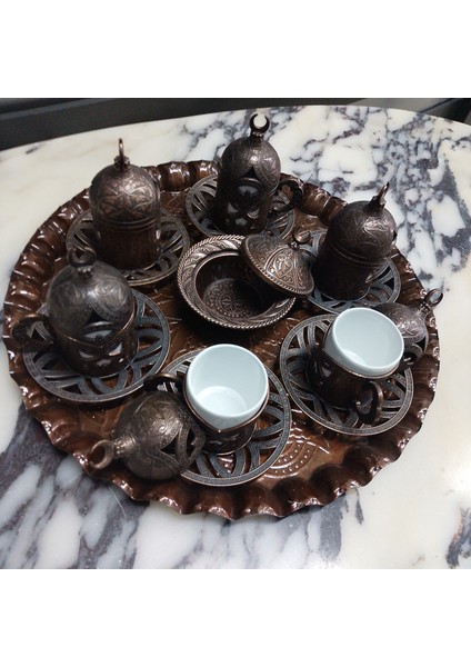 6 Kişilik Osmanlı Eskitme Kahve Fincan Takımı ve Lokumluk fırsatları