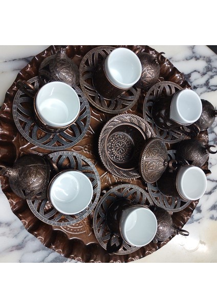 6 Kişilik Osmanlı Eskitme Kahve Fincan Takımı ve Lokumluk indirimleri