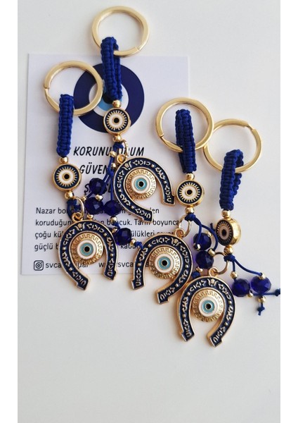 Hediyelik Bolluk Bereket Nal Nazar Boncuklu Anahtarlık - Lacivert - 10 cm fiyatları