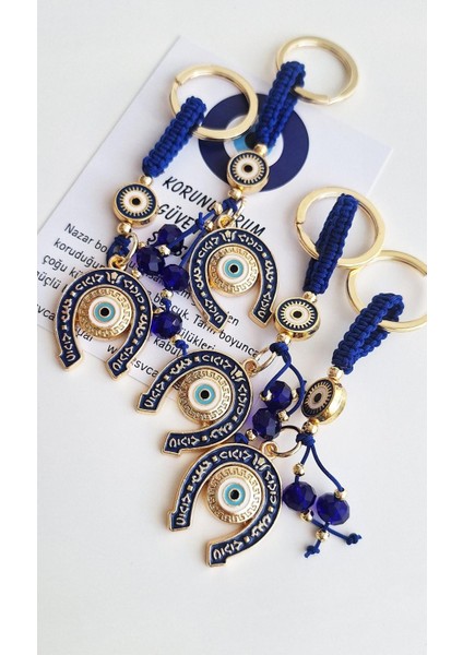 Hediyelik Bolluk Bereket Nal Nazar Boncuklu Anahtarlık - Lacivert - 10 cm fırsatları