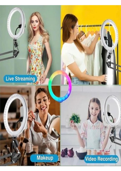10 Inç 26 cm Rgb Ring Light Esnek Masaüstü Mengeneli Tiktoker Ring Light LED Selfie Yayın Işığı fırsatları