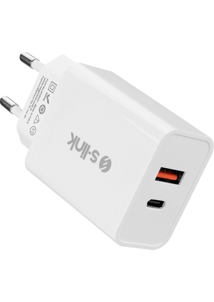SL-EC60 20W PD3.0-Quick Charge QC3.0 Type USB-C +USB A Hızlı Beyaz Ev Şarj Adaptör