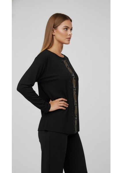 Taş Desenli Uzun Kollu Bambu Viskon Kumaş Bluz modelleri