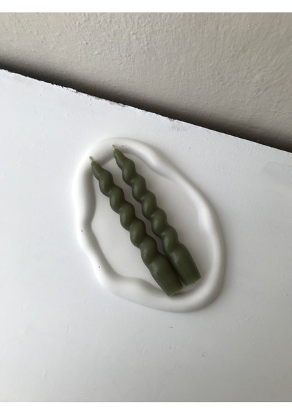 2'li Koyu Yeşil Burgulu Spiral Şamdan Mumu - Dekoratif Renkli Mum indirimleri
