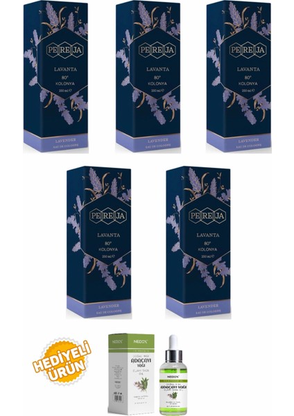 Lavanta Kolonya 250 ml Cam Şişe 5 Li Set