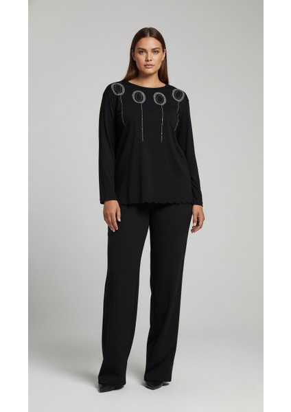 Taş Desenli Uzun Kollu Bambu Viskon Kumaş Bluz modelleri