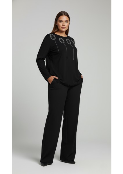 Taş Desenli Uzun Kollu Bambu Viskon Kumaş Bluz fırsatları