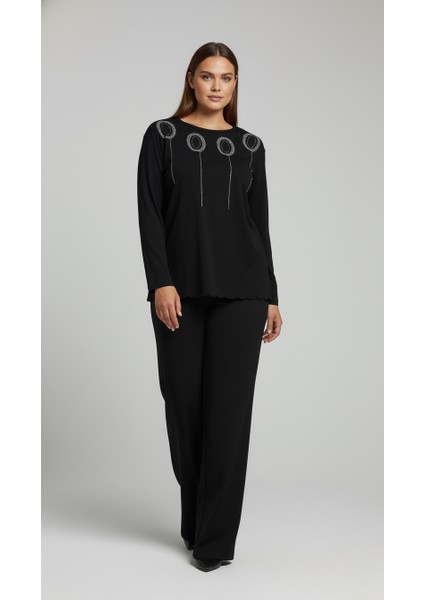 Taş Desenli Uzun Kollu Bambu Viskon Kumaş Bluz indirimleri