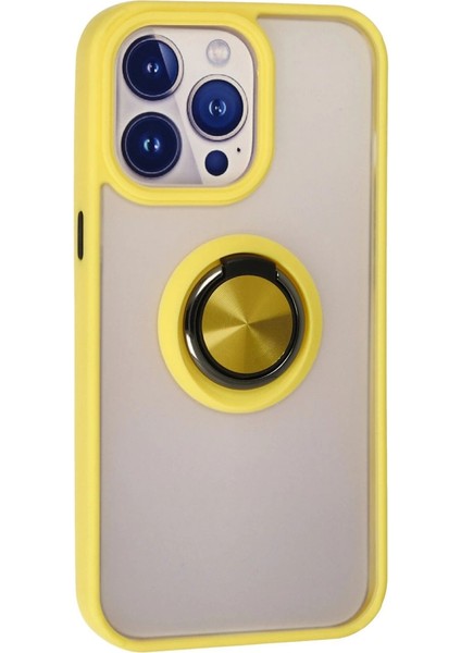 Iphone 13 Pro Max Kılıf Montreal Yüzüklü Silikon Kapak - Sarı modelleri