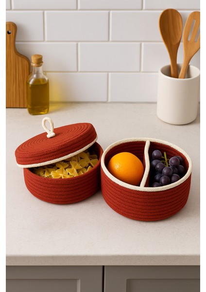 2’li Jüt Sepet Seti Kapaklı Bölmeli %100 Pamuk El Yapımı Organizer Sepet Çok Amaçlı Saklama Kutusu modelleri