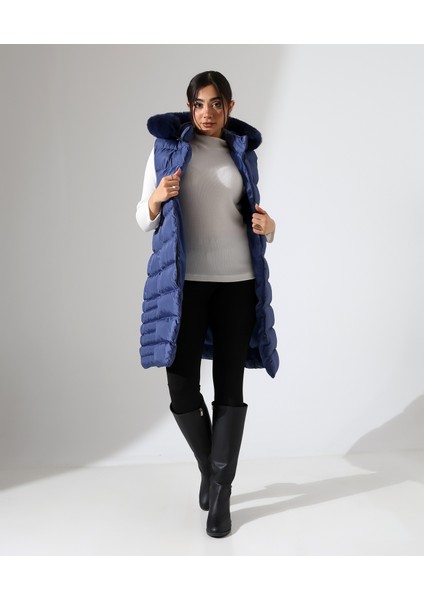 Kürk Detay Kapüşonlu Büyük Beden Şişme Yelek fiyatları