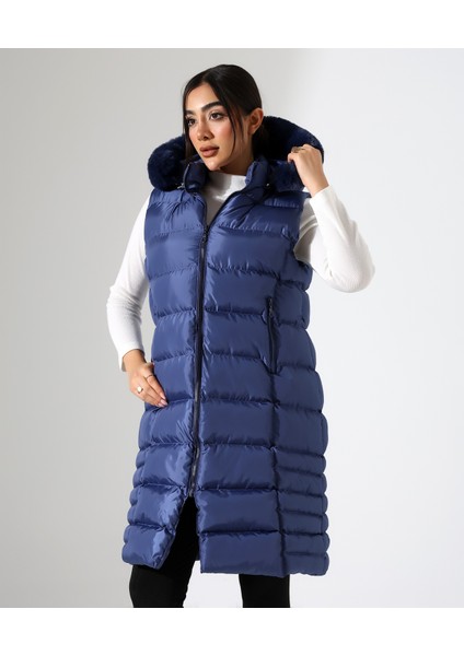 Kürk Detay Kapüşonlu Büyük Beden Şişme Yelek indirimleri