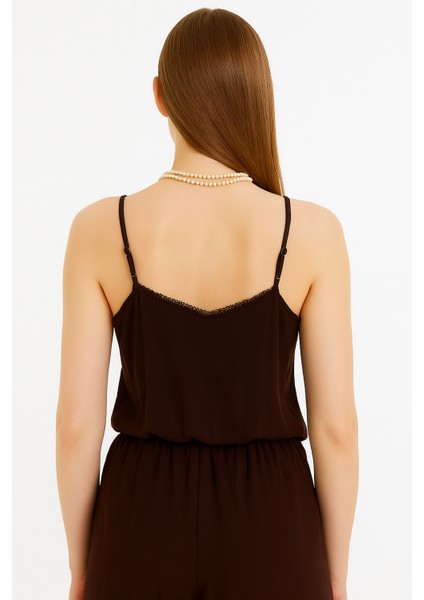 Kadın Ip Askılı Bluz | Dantel Detaylı | Ayarlanabilir Askı | Kahve fiyatları