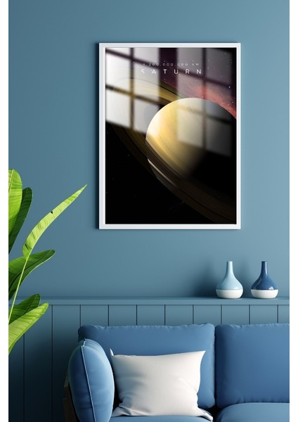 Satürn Gezegen Çerçeveli Metal Poster Tablo fiyatları