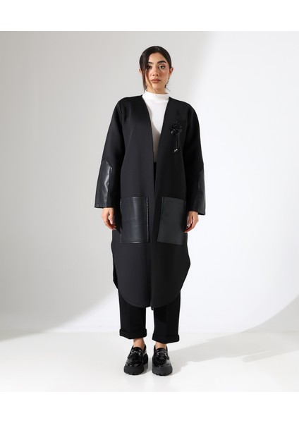 Deri Detay Rahat Kalıp Bol Hırka