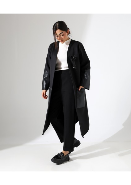 Deri Detay Rahat Kalıp Bol Hırka