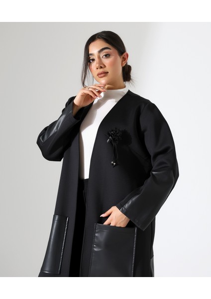 Deri Detay Rahat Kalıp Bol Hırka