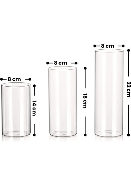 3'lü Cam Vazo Silindir Mumluk Seti, Dekoratif Üçlü Cam Mumluk Seti, Modern Cam Mumluk Takımı fiyatları