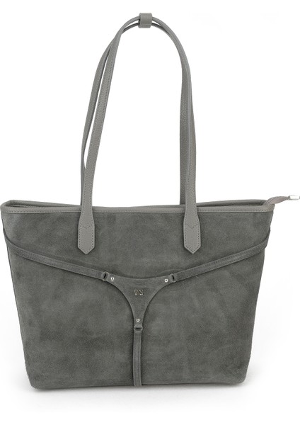 , Kadın Hakiki Deri Omuz ve El Çantası 153979Z5018 Gri