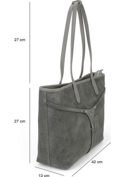 , Kadın Hakiki Deri Omuz ve El Çantası 153979Z5018 Gri fiyatları