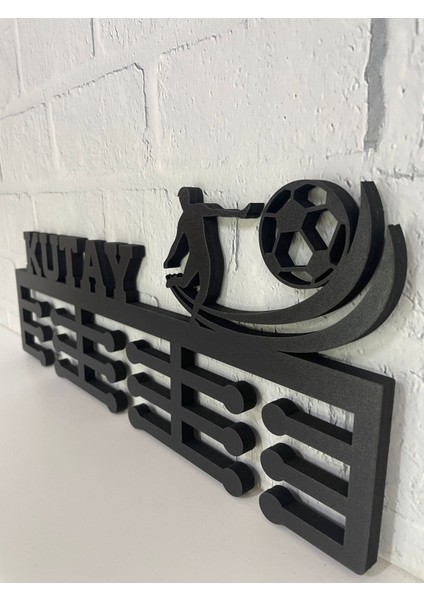 Madalya Askısı Futbol Temalı - Mdf, Kişiselleştirilebilen, Siyah Renk