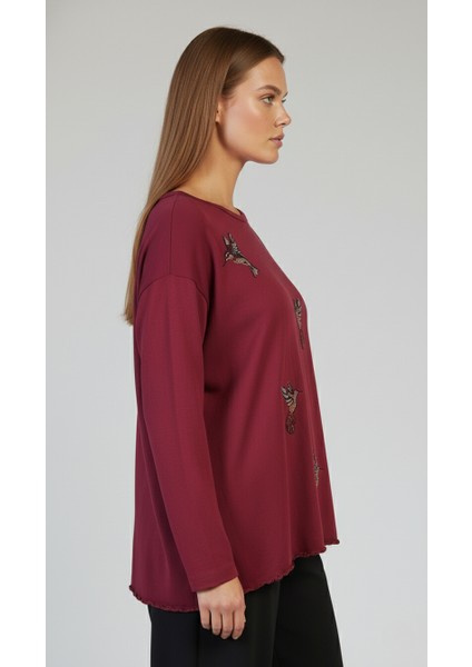 Taş Desenli Uzun Kollu Bambu Viskon Kumaş Bluz modelleri