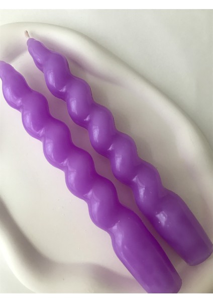 2'li Mor Dekoratif Burgulu Şamdan Mumu - Dekoratif Renkli Şamdan Mum fırsatları