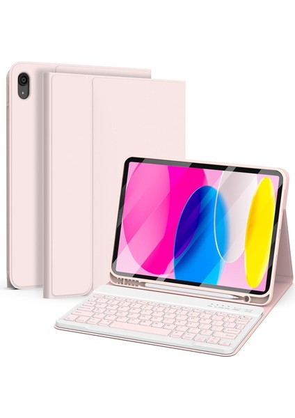 Ipad 11.nesil A16 11INÇ/10.NESIL 10.9 Inç Uyumlu Kablosuz Kalemlikli Klavyeli Tablet Kılıfı