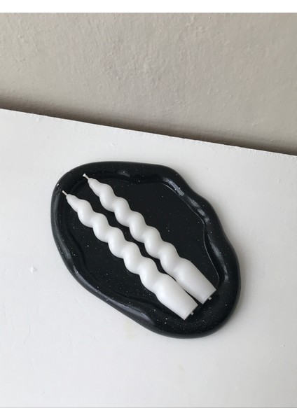 2'li Beyaz Burgulu Spiral Şamdan Mumu - Dekoratif Renkli Mum modelleri