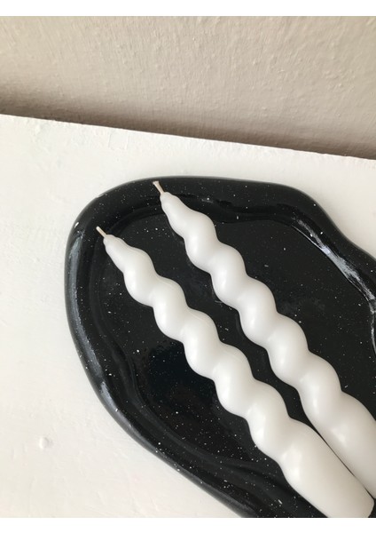 2'li Beyaz Burgulu Spiral Şamdan Mumu - Dekoratif Renkli Mum indirimleri