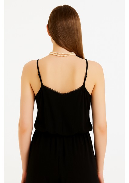 Kadın Ip Askılı Bluz | Dantel Detaylı | Ayarlanabilir Askı | Siyah fiyatları