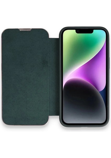 Iphone 14 Pro Max Kılıf Dolpin Kapaklı - Koyu Yeşil