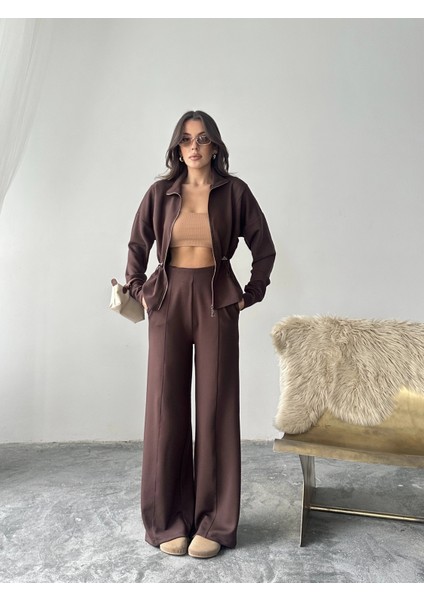 Kahve Bel Büzgülü Modal Takım modelleri