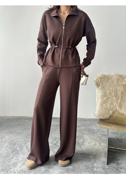 Kahve Bel Büzgülü Modal Takım fırsatları