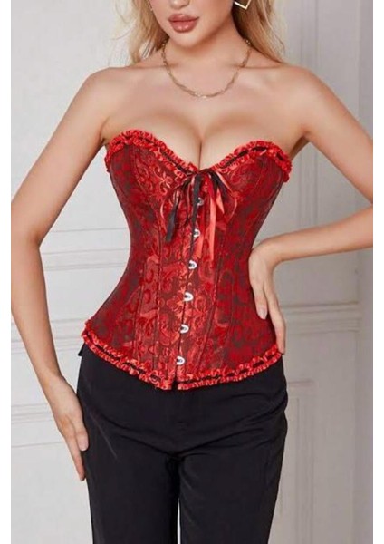Enissa Işlemeli Korse - Kırmızı-Siyah fiyatları