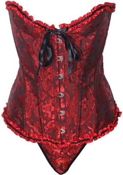 Enissa Işlemeli Korse - Kırmızı-Siyah modelleri